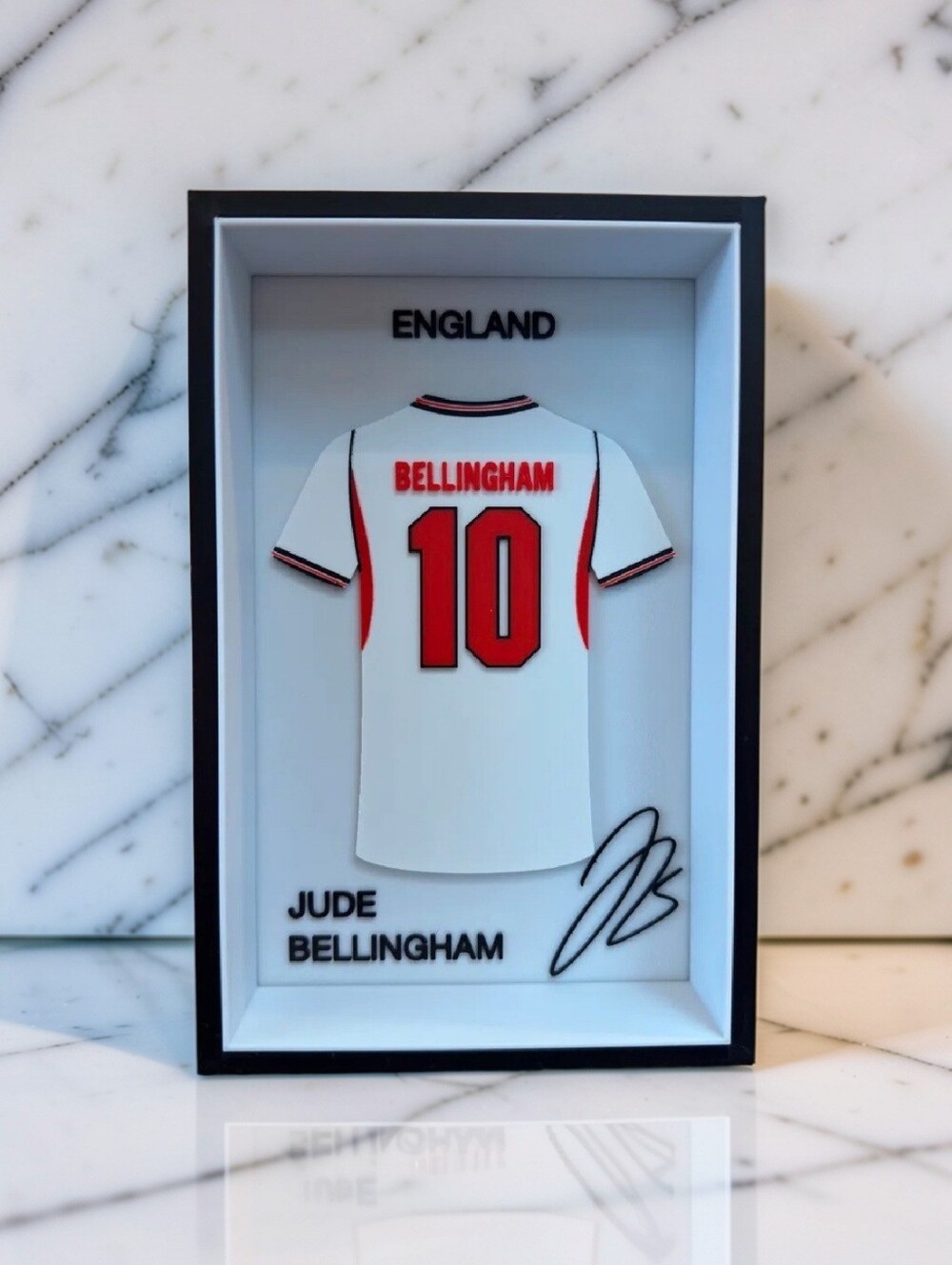 Jude Bellingham England 3D Jersey Shadow Box #10 Handmade Soccer Display